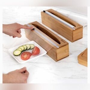 Seville Classics Bamboo Food Wrap Dispenser 2-piece Set